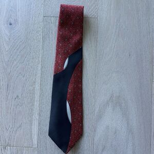 Pierre Balmain Paris Men's Tie Geometric Abstract Red Black Silk